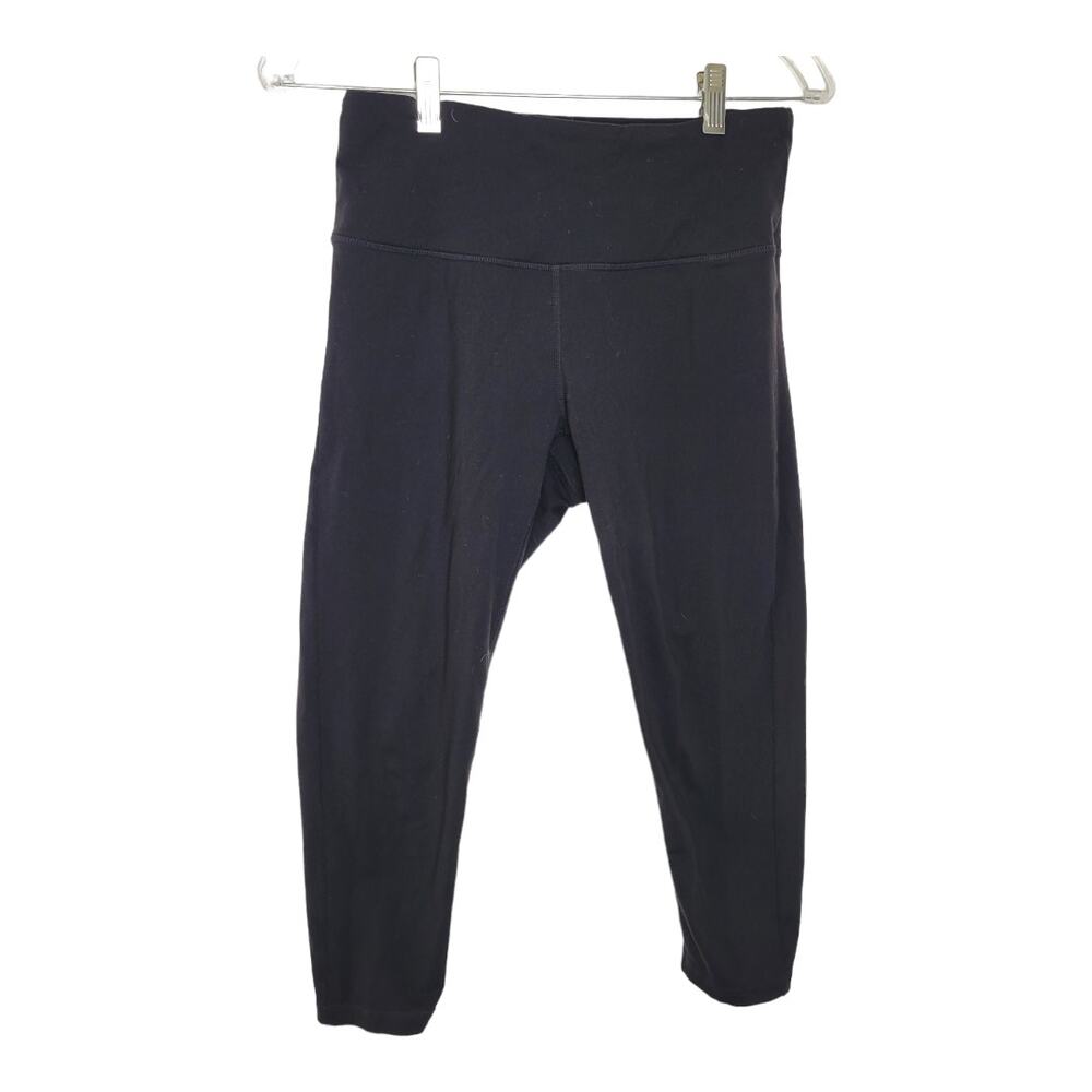 PrAna Cropped Leggings Black Mid Rise Stretch Studio Yoga Women Medium